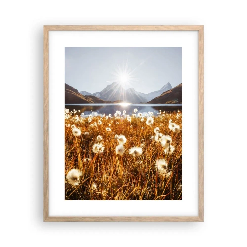 Plakat i ramme af lyst egetræ - Hårdhed af sten, blødhed af græs - 40x50 cm