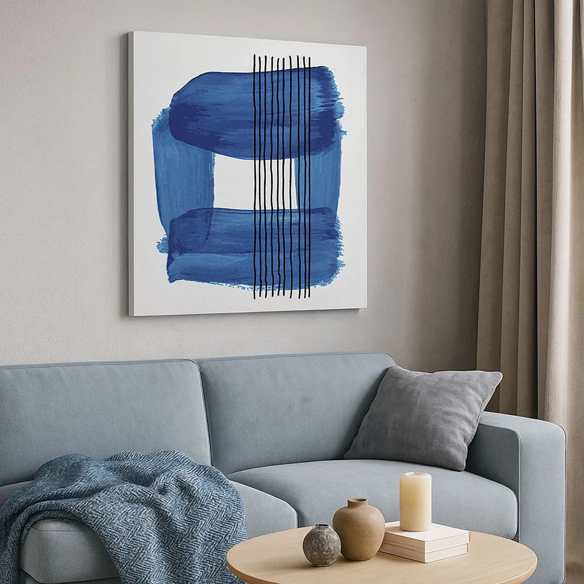 Lærredstryk - Billede på lærred - Blå-sort sammensætning - 30x30 cm