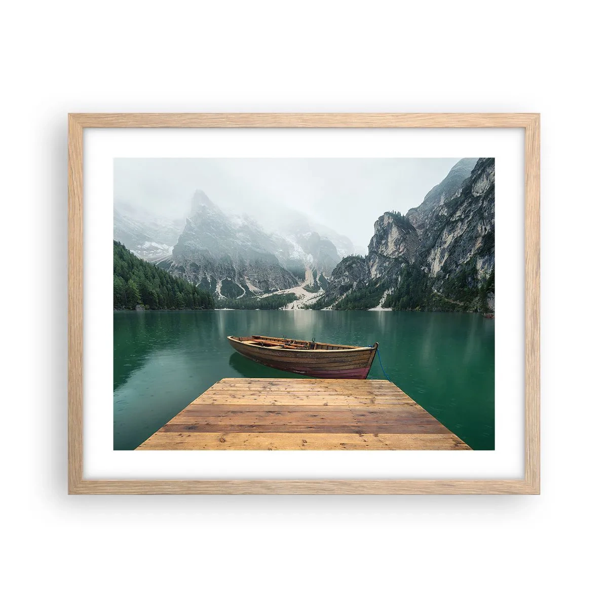 Plakat i ramme af lyst egetræ - "Og stolte pander" - 50x40 cm