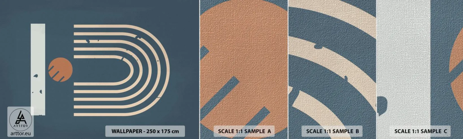 Prøve Fototapet Premium Canvas - Geometri på granatæble - Abstraktion, Stykke, Grafik - 100x30 cm