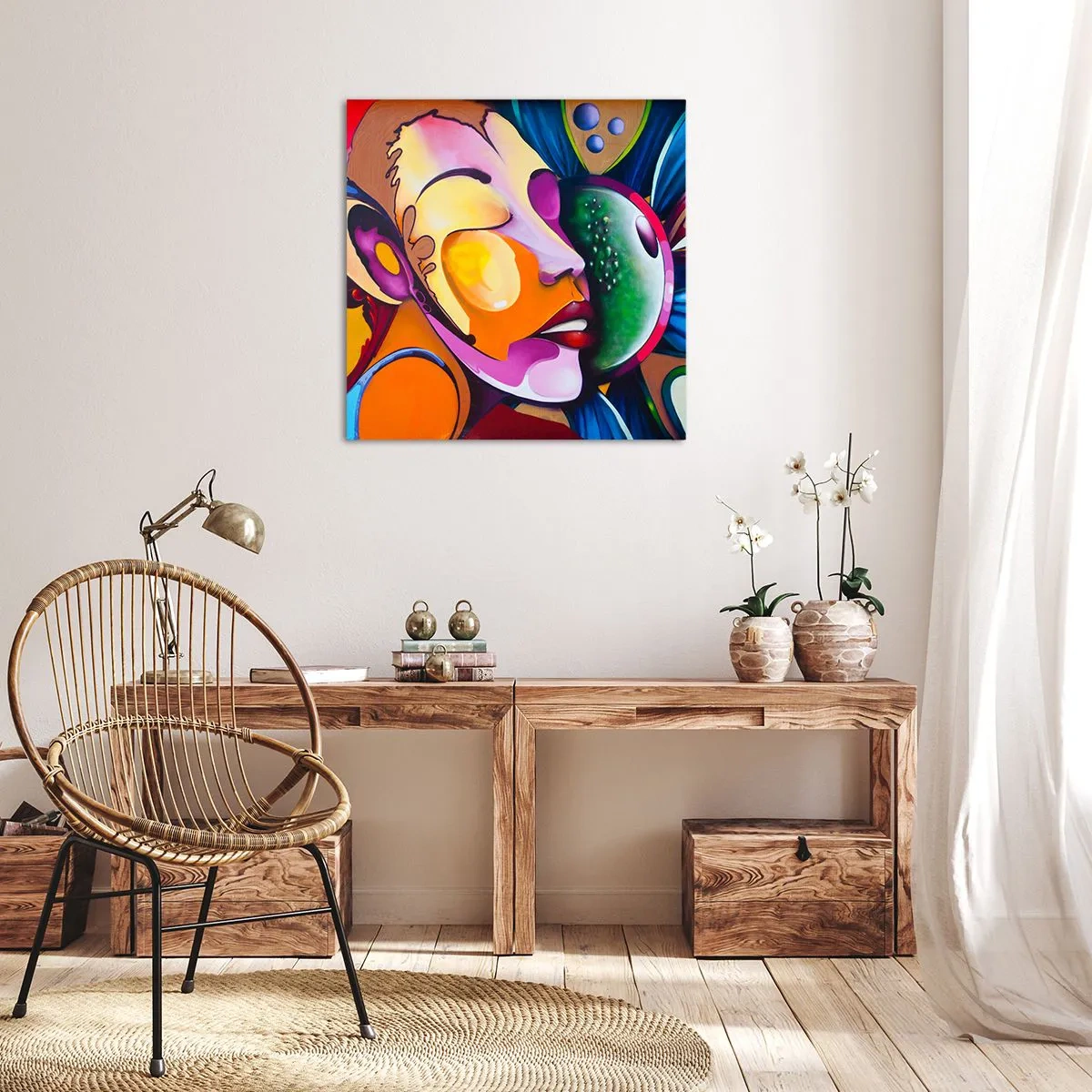 Lærredstryk - Billede på lærred - Berør med farve - 50x50 cm