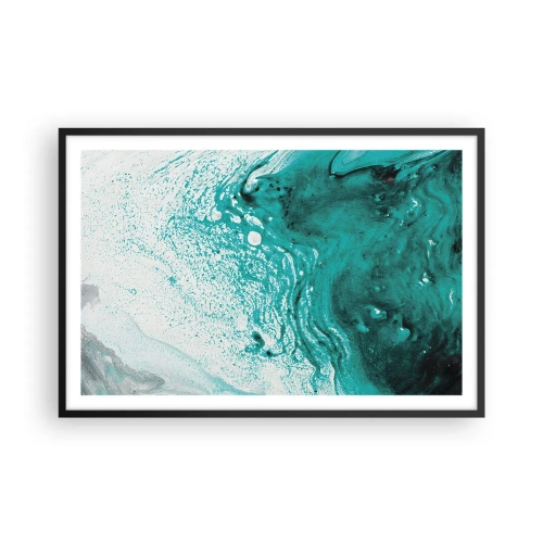 Plakat i sort ramme - Opløses i hvidt og turkis - 91x61 cm