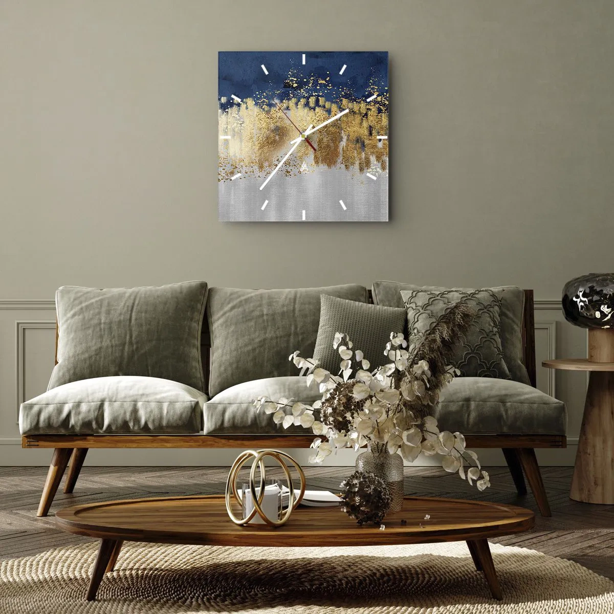 Vægur, Uret - Moderne komposition med gnist - 40x40 cm