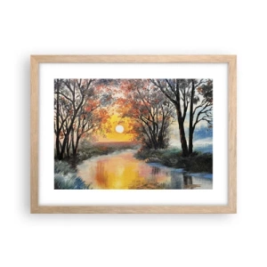 Plakat i ramme af lyst egetræ - Efterårs atmosfære - 40x30 cm