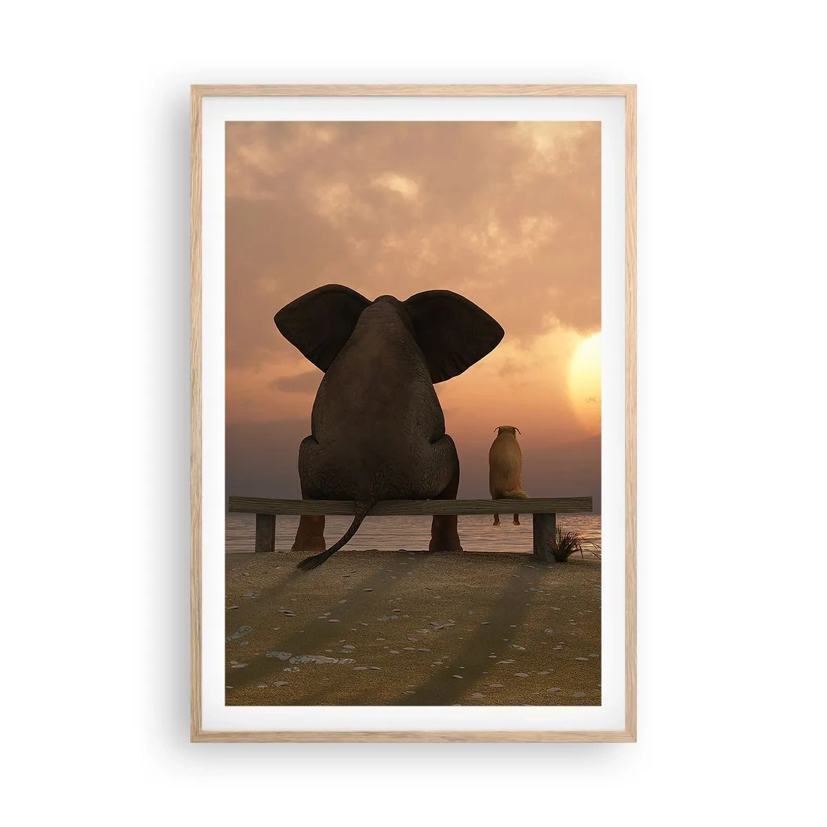 Plakat i ramme af lyst egetræ - Det er godt at være stille sammen - 61x91 cm