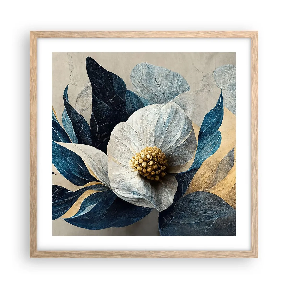 Plakat i ramme af lyst egetræ - Har et hjerte af guld - 50x50 cm