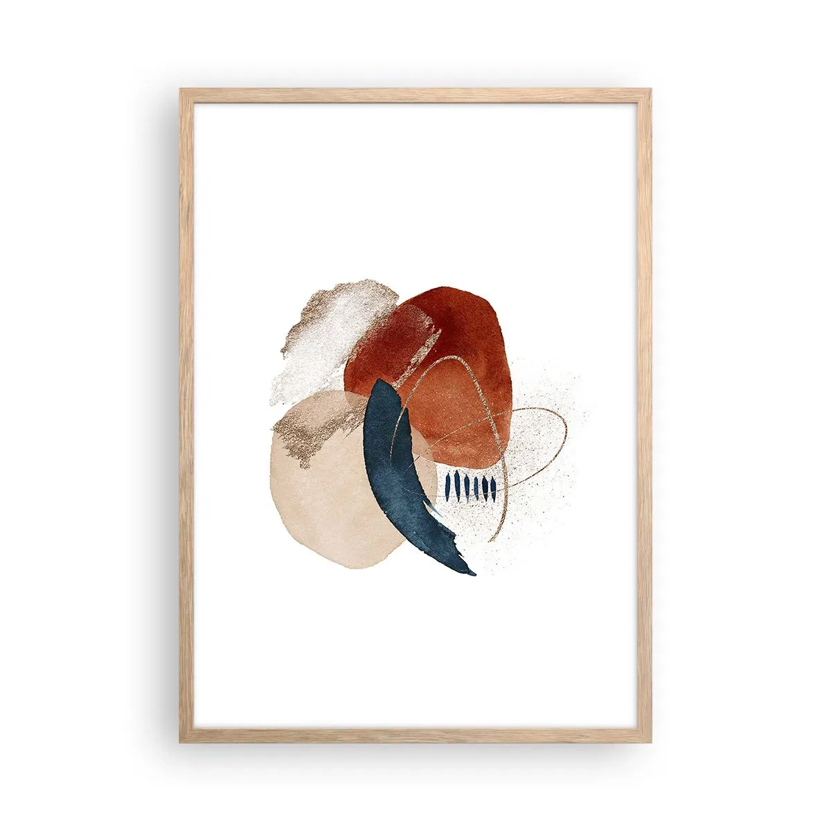Plakat i ramme af lyst egetræ - Oval sammensætning - 50x70 cm