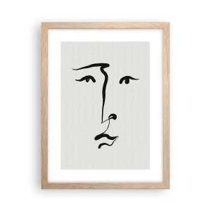 Plakat i ramme af lyst egetræ - Portræt i én linje - 30x40 cm