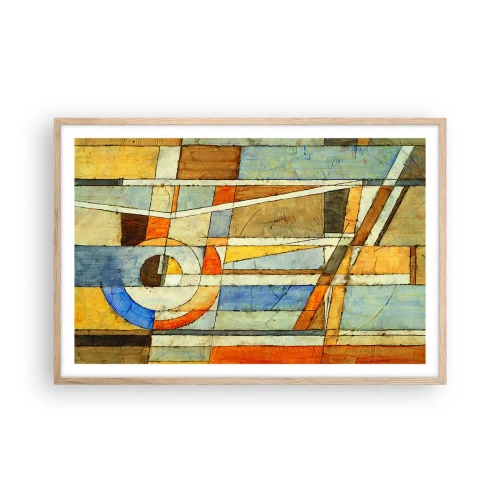 Plakat i ramme af lyst egetræ - Kubisme på en byggeplads - 91x61 cm