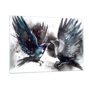 Billede på glas - En ravn til en ravn... - 120x80 cm