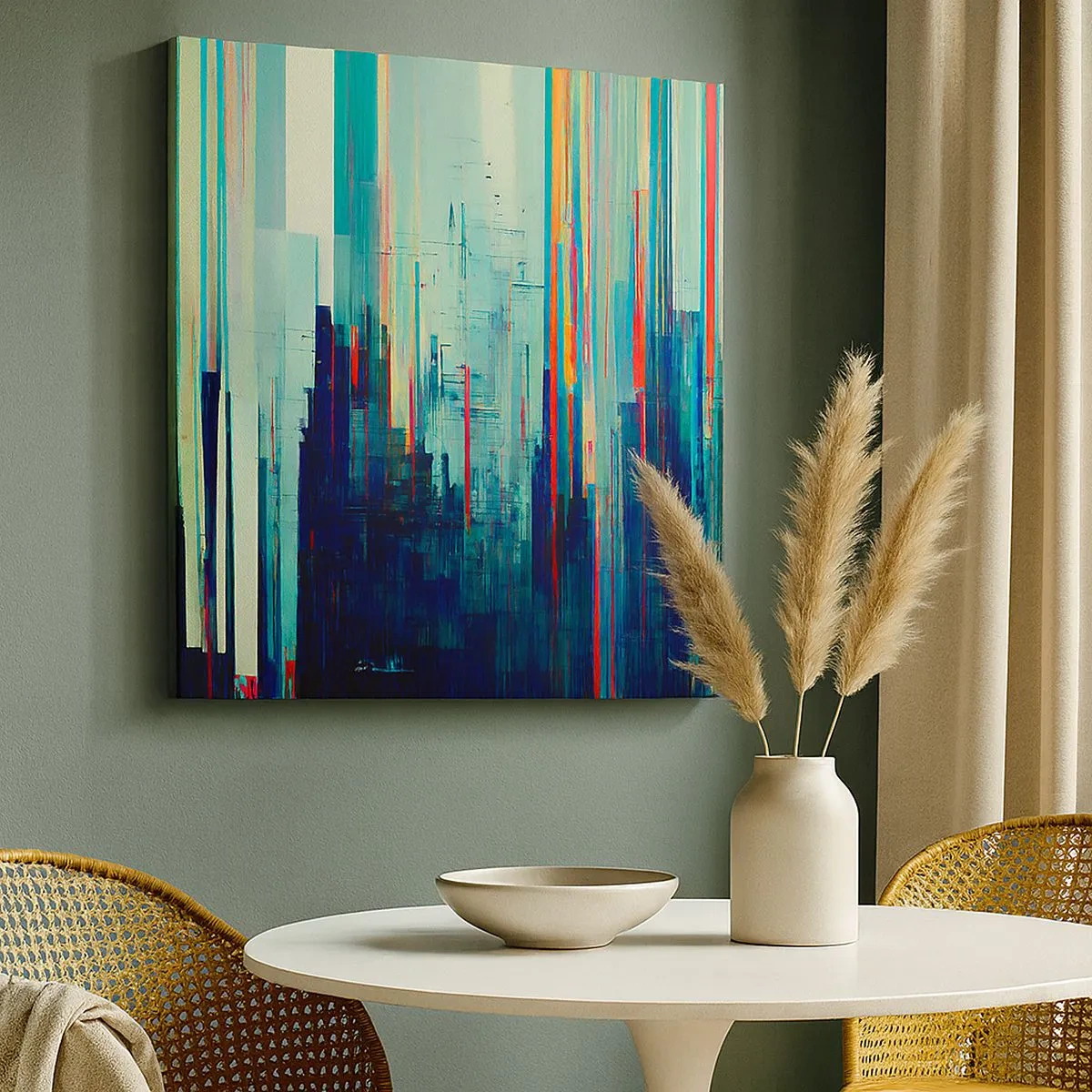 Lærredstryk - Billede på lærred - Futuristisk by - 30x30 cm