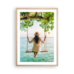 Plakat i ramme af lyst egetræ - Livet er smukt - 50x70 cm