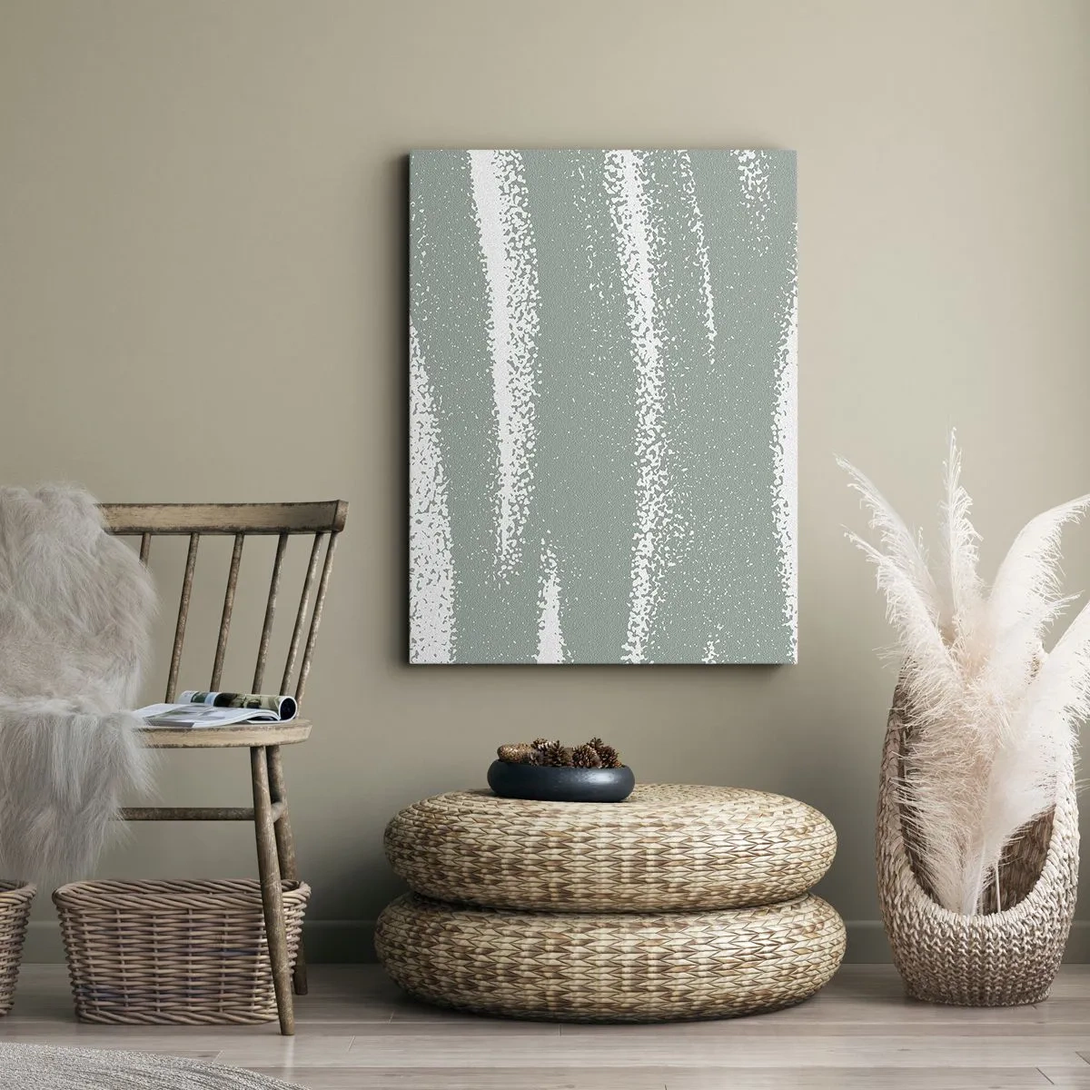 Lærredstryk - Billede på lærred - Abstraktion i vinterstemning - 80x120 cm