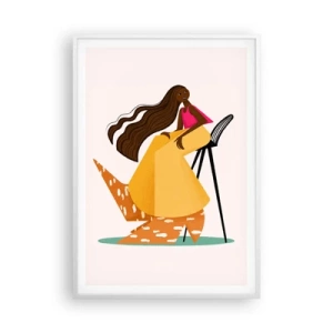 Plakat i hvid ramme - Mode er også sjovt - 70x100 cm