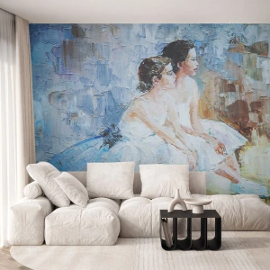 Fototapet Standard Eco - Impressionistiske ballerinaer i hvide kjoler - 100x70cm - Hvile for unge svaner - Moderne vægdekoration til stue og soveværelse ARTTOR