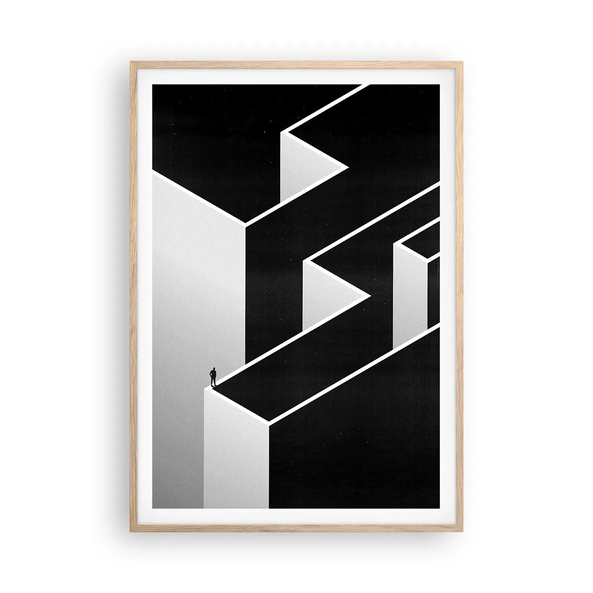 Plakat i ramme af lyst egetræ - Ensomhed på toppen - 70x100 cm