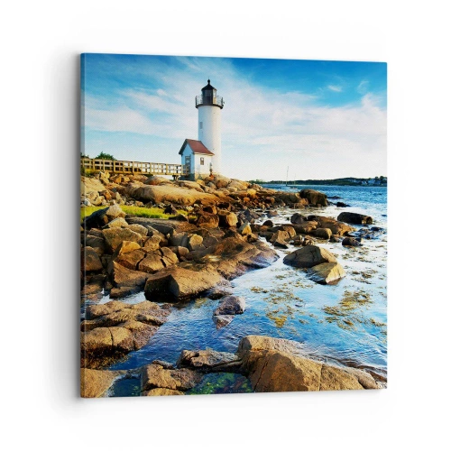 Lærredstryk - Billede på lærred - Vend tilbage med glæde, jeg ser frem til - 70x70 cm