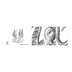 Fototapet Prøve Standard Eco - Dans med bølger - Blæksprutte, Tegning, Ved havet - 100x30 cm