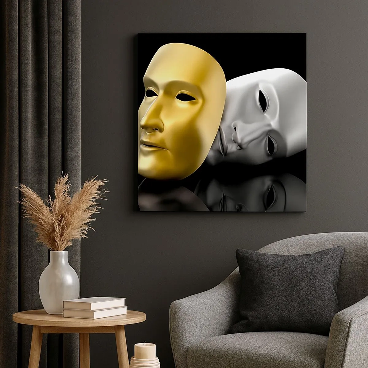 Lærredstryk - Billede på lærred - Livet er teater - 30x30 cm