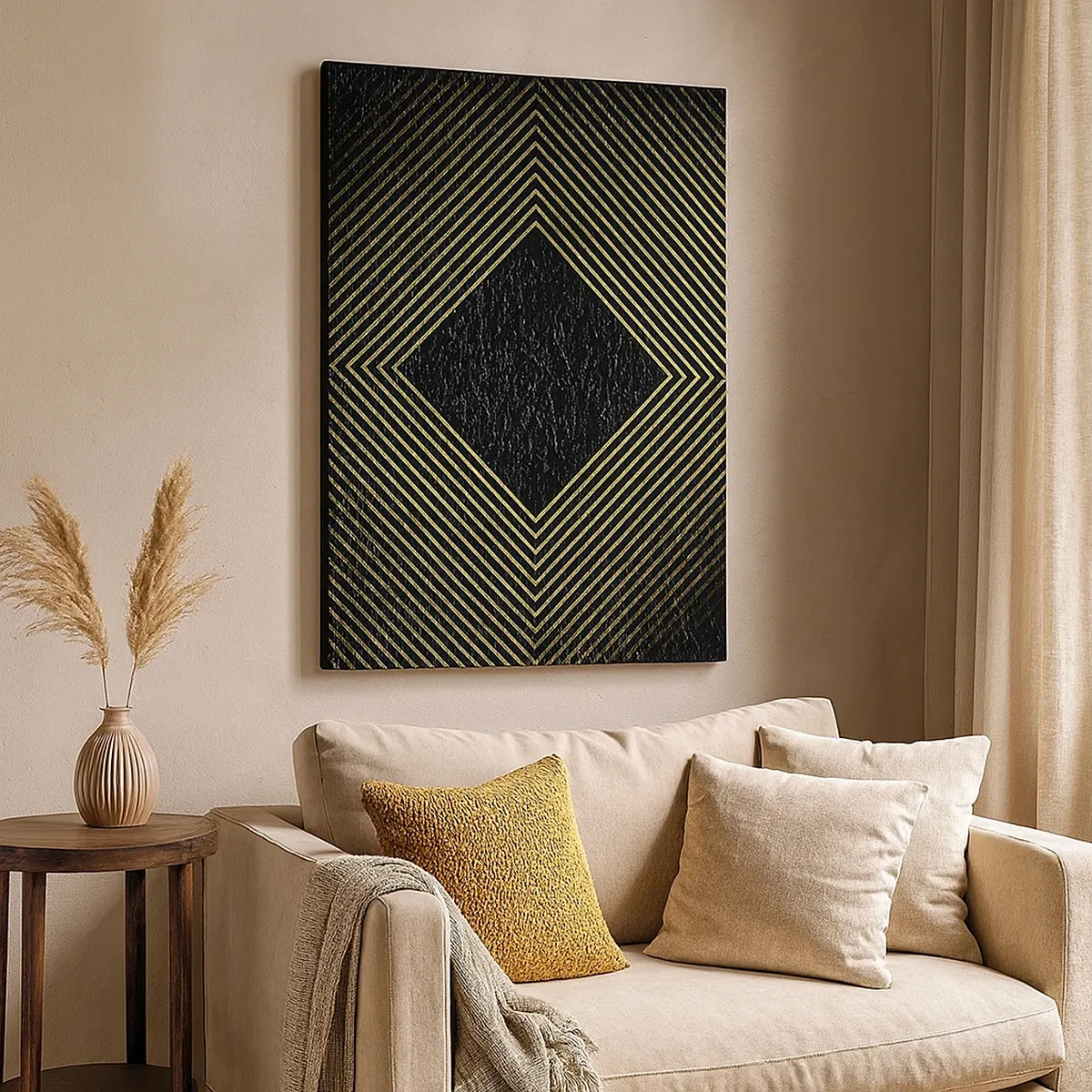 Lærredstryk - Billede på lærred - Geometri i glamour-stil - 50x70 cm