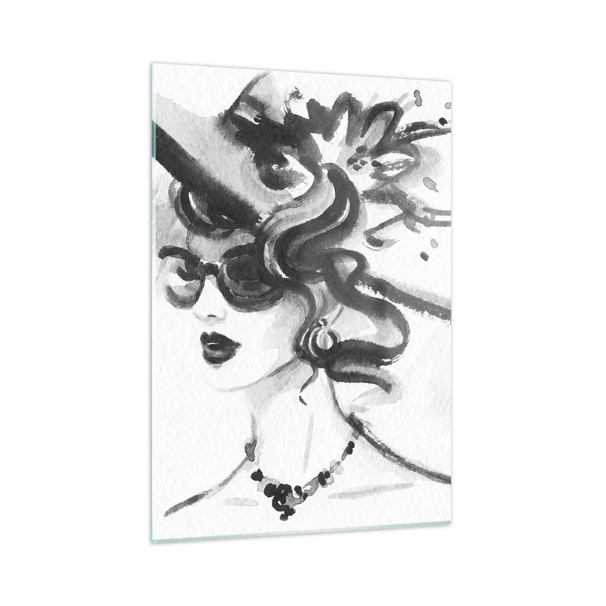 Billede på glas - Dame med karakter - 50x70 cm