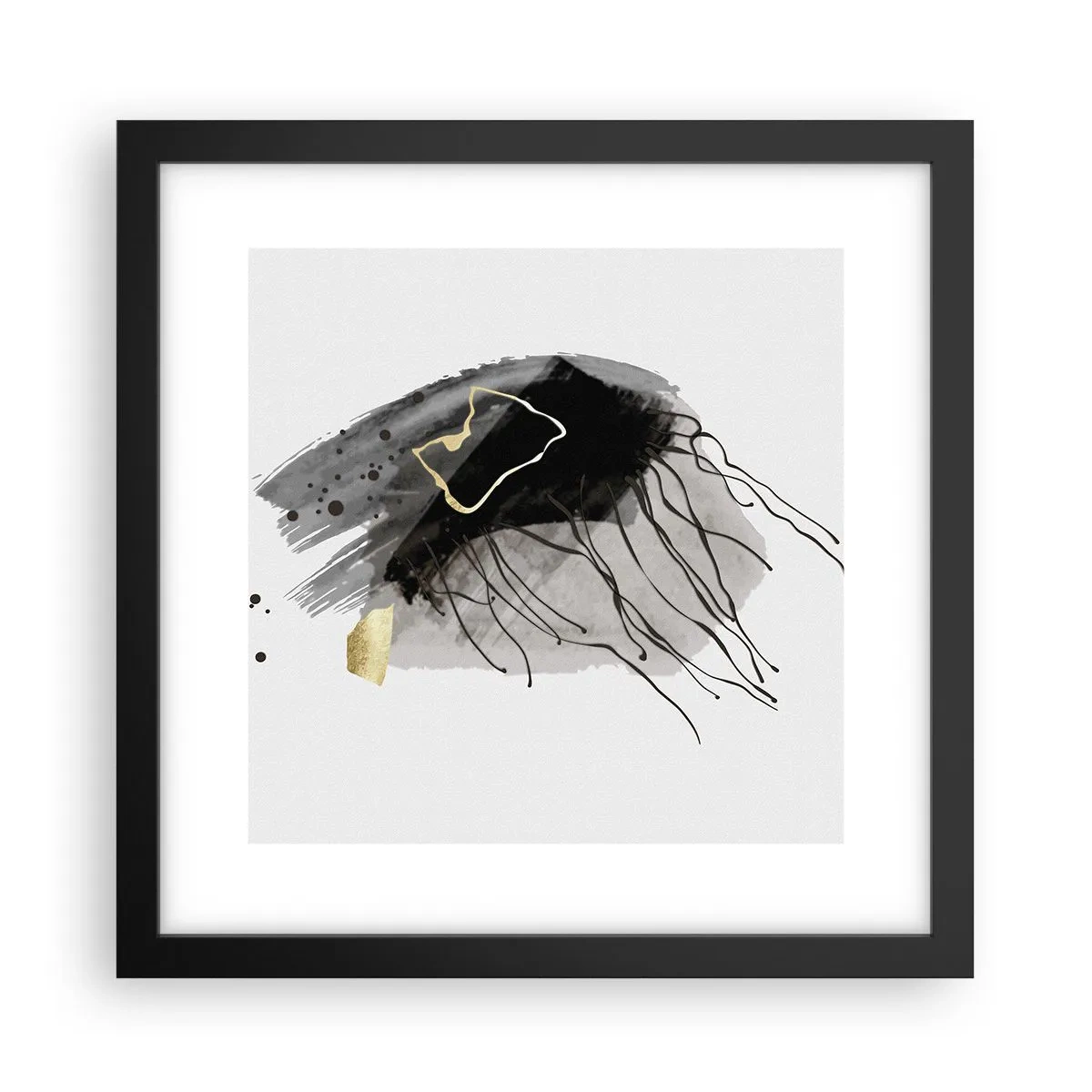 Plakat i sort ramme - I sort og guld - 30x30 cm