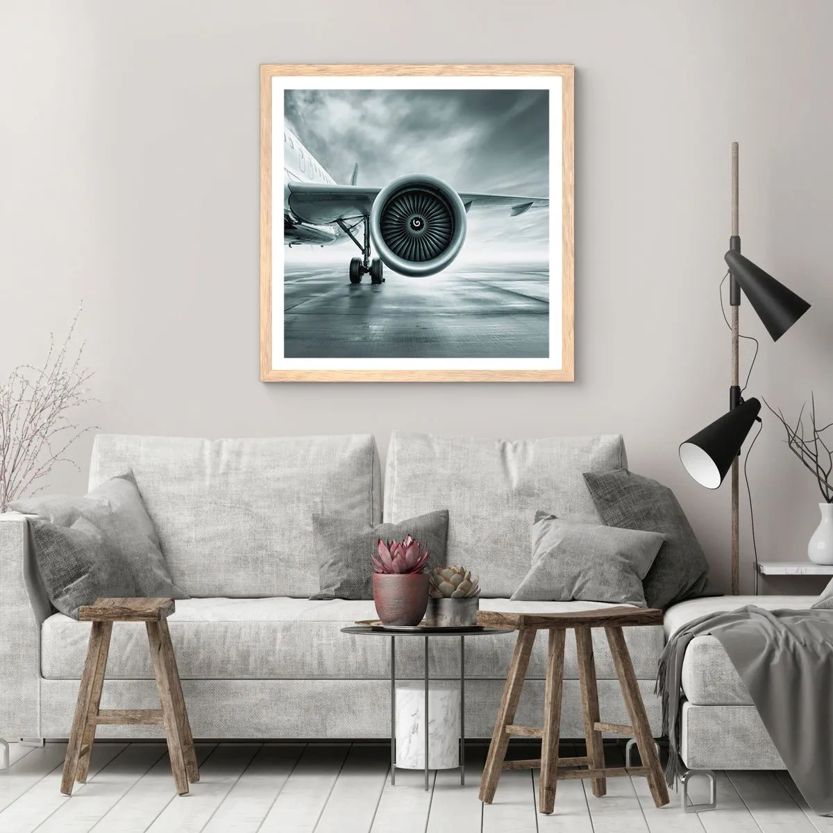 Plakat i ramme af lyst egetræ - Der er kraft! - 60x60 cm