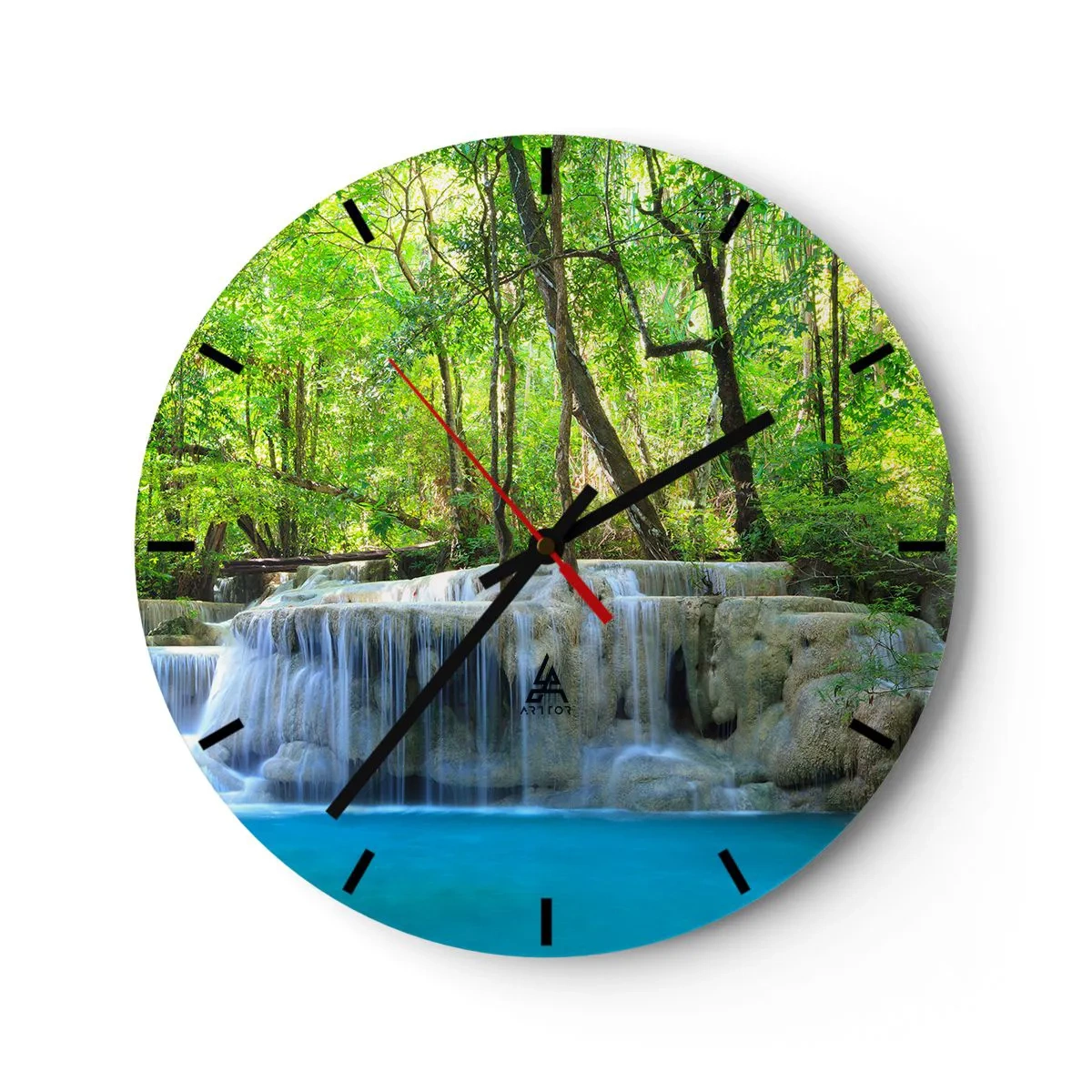 Vægur, Uret - Drukner i turkis og grønt - 40x40 cm