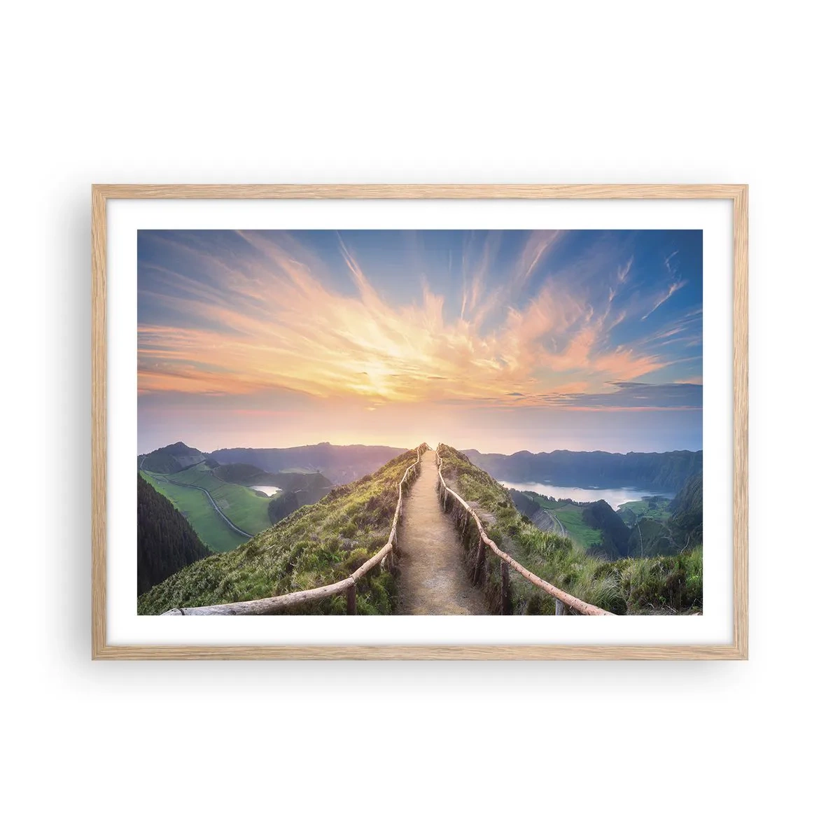 Plakat i ramme af lyst egetræ - Tæt på himlen - 70x50 cm