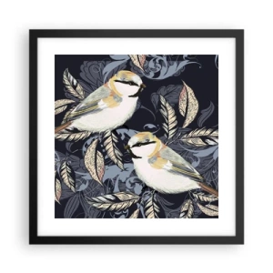 Plakat i sort ramme - Gul-blå espalier - 40x40 cm