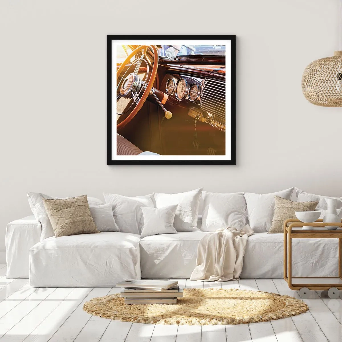 Plakat i sort ramme - Et pust af luksus fra fortiden - 40x40 cm