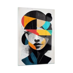 Billede på glas - Flerfarvet indre portræt - 50x70 cm