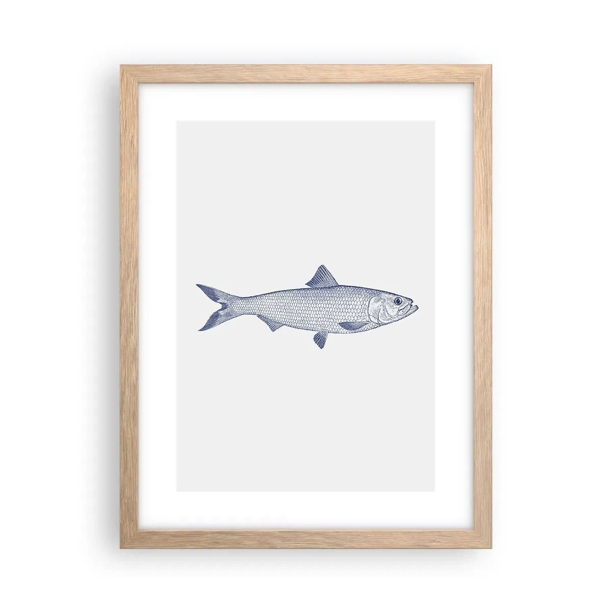 Plakat i ramme af lyst egetræ - Hilsner fra de nordlige have - 30x40 cm