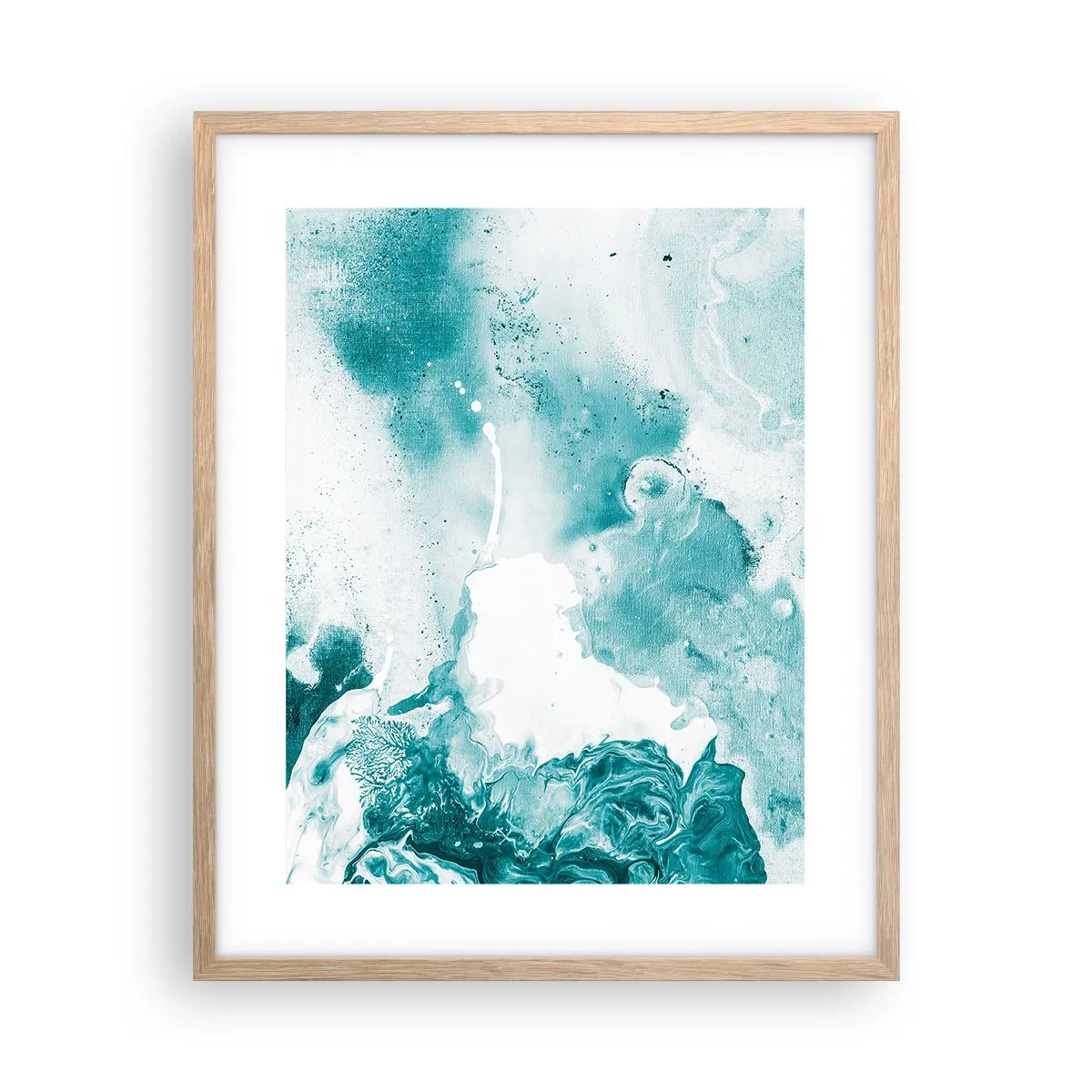 Plakat i ramme af lyst egetræ - Blå oversvømmelsesflader - 40x50 cm