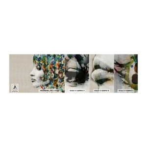 Prøve Fototapet Selvklæbende Deluxe Sticker - Hun kom ud af den grå - Kvindens ansigt, Abstraktion, Grafik - 100x30 cm