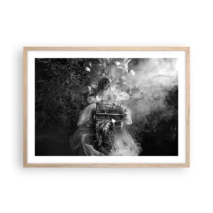 Plakat i ramme af lyst egetræ - Selve Moder - Naturen - 70x50 cm