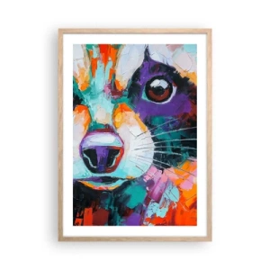 Plakat i ramme af lyst egetræ - Kun gode følelser - 50x70 cm