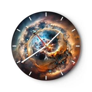 Vægur, Uret - En kosmisk hvirvel i intense farver - 30x30cm - Begyndelse - Moderne vægdekoration til stue, køkken og soveværelse ARTTOR