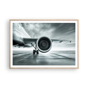 Plakat i ramme af lyst egetræ - Der er kraft! - 100x70 cm