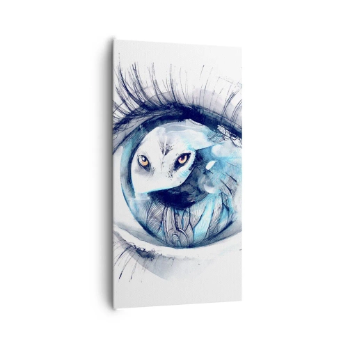 Lærredstryk - Billede på lærred - Øje mod øje med vildskab - 65x120 cm