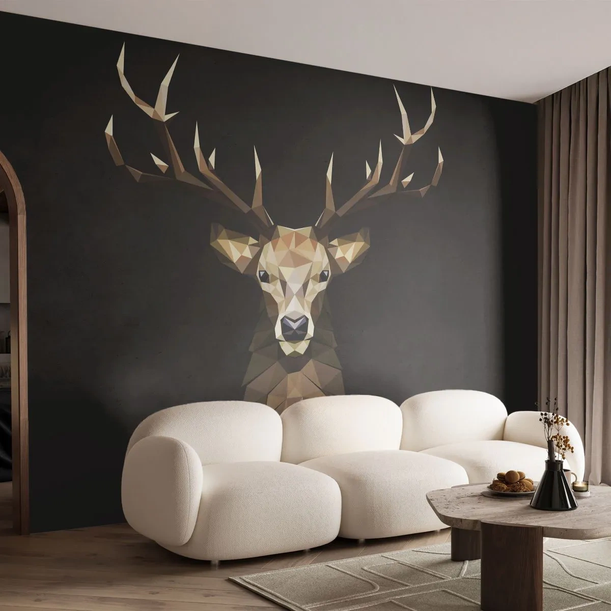 Fototapet Premium Sand - Kubistisk hjort - Dyr, Hjort, Grafik - 250x175 cm