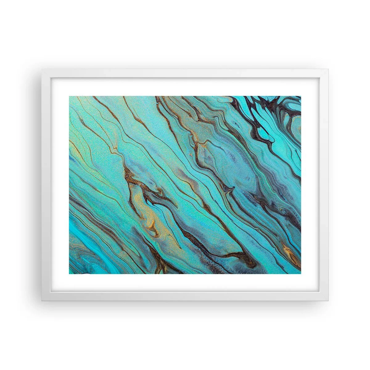 Plakat i hvid ramme - Turkis tidevand - 50x40 cm
