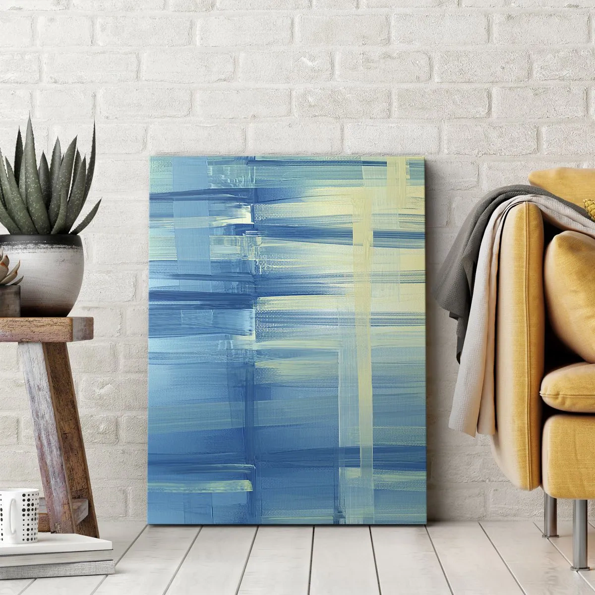 Lærredstryk - Billede på lærred - Komposition i turkis - 50x70 cm