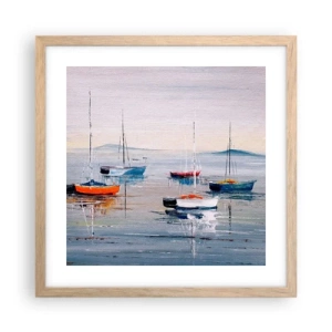 Plakat i ramme af lyst egetræ - Et velfortjent hvil - 40x40 cm