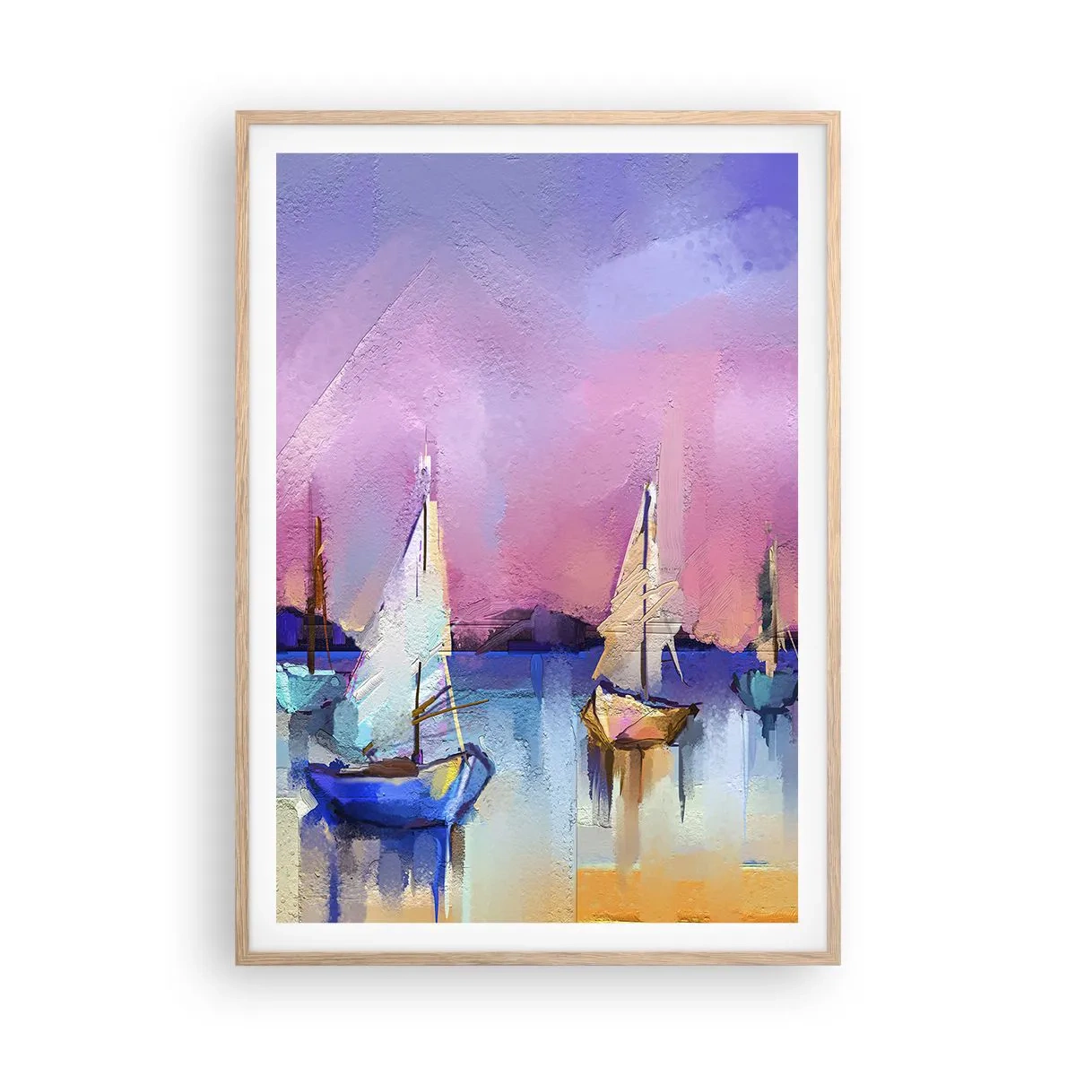 Plakat i ramme af lyst egetræ - Retning: brede farvande - 70x100 cm