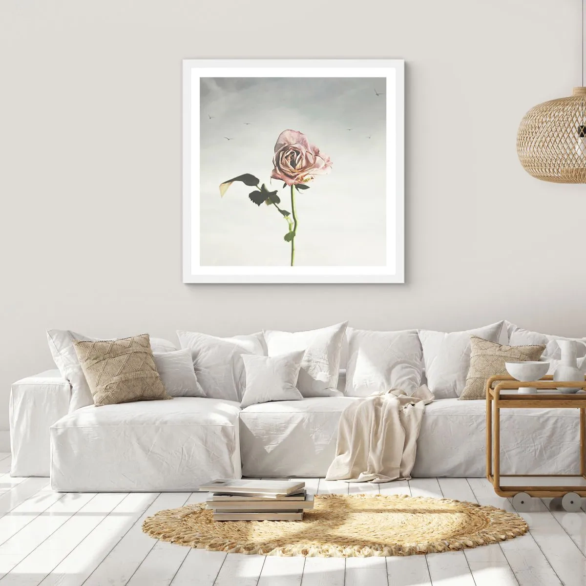 Plakat i hvid ramme - Velkomst til foråret - 50x50 cm