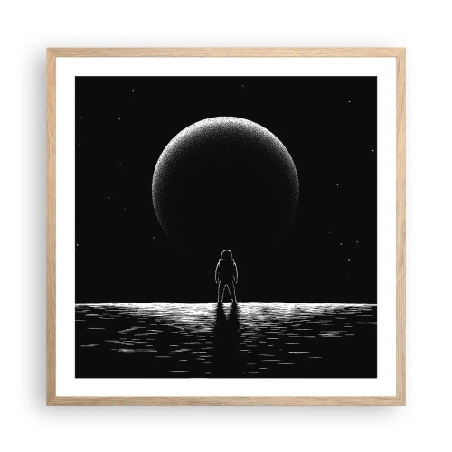 Plakat i ramme af lyst egetræ - Ansigt til ansigt - 60x60 cm