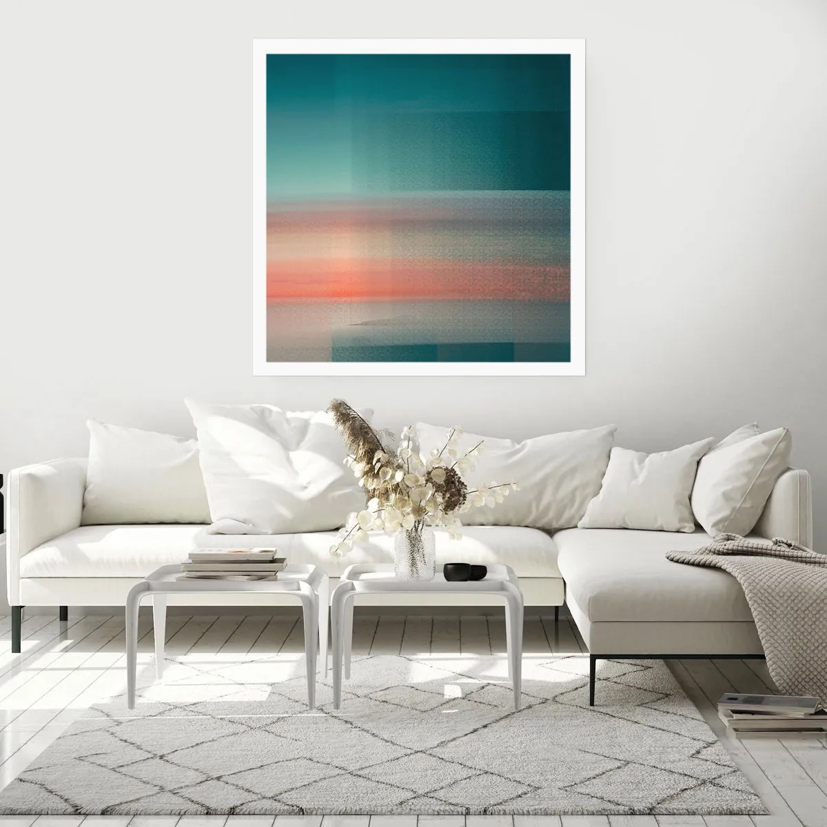 Plakat - Abstraktion: bølger af lys - 50x50 cm