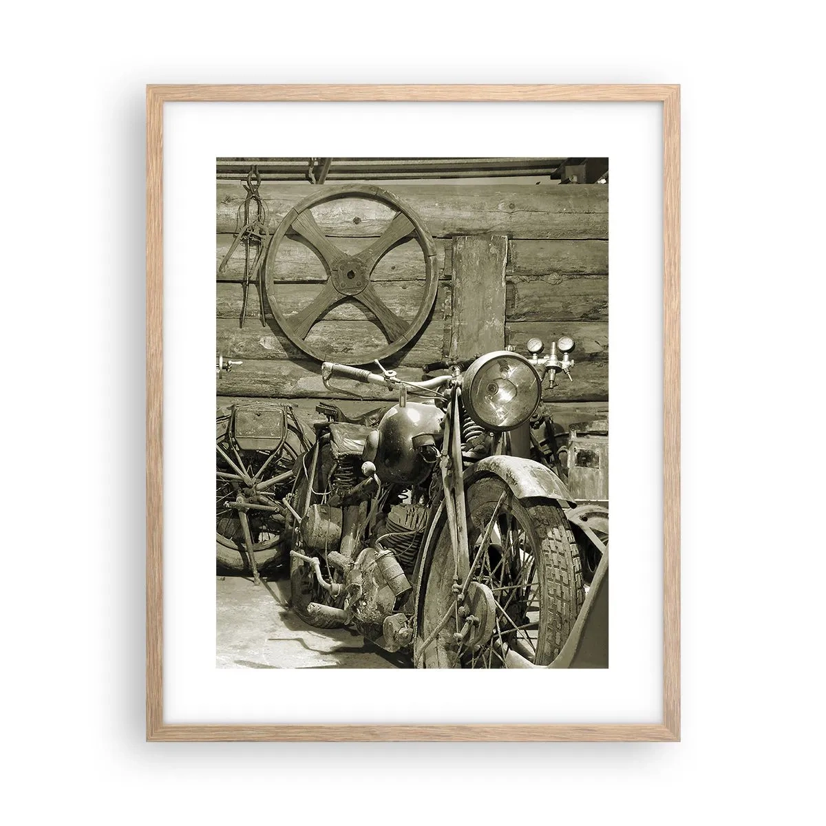 Plakat i ramme af lyst egetræ - I onkel Wladeks skur - 40x50 cm