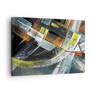 Lærredstryk - Billede på lærred - Farverige abstrakte penselstrøg - 70x50cm - Bevægelsesenergi - Moderne vægdekoration til stue og soveværelse ARTTOR